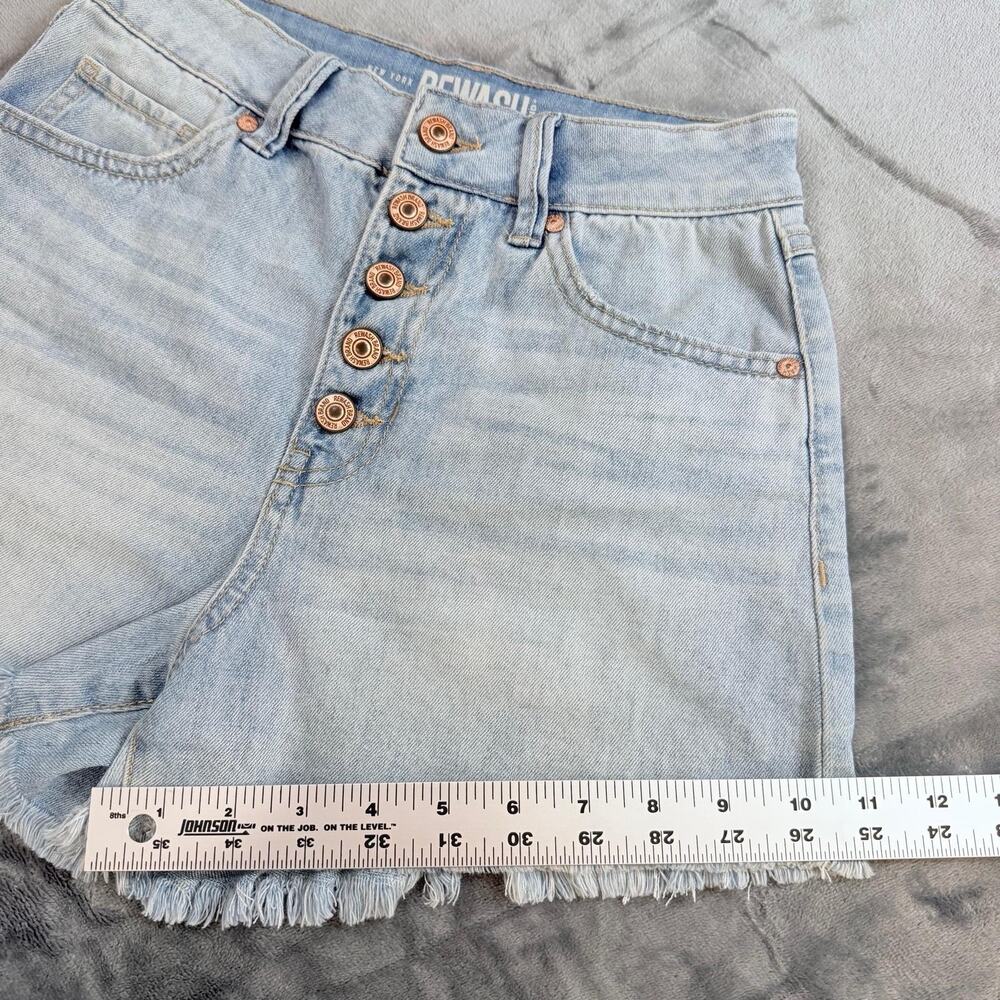 Super High Rise Jean Shorts 3/26 Rewash Vintage Reunion Frayed Hem Stretch Booty - Picture 12 of 16